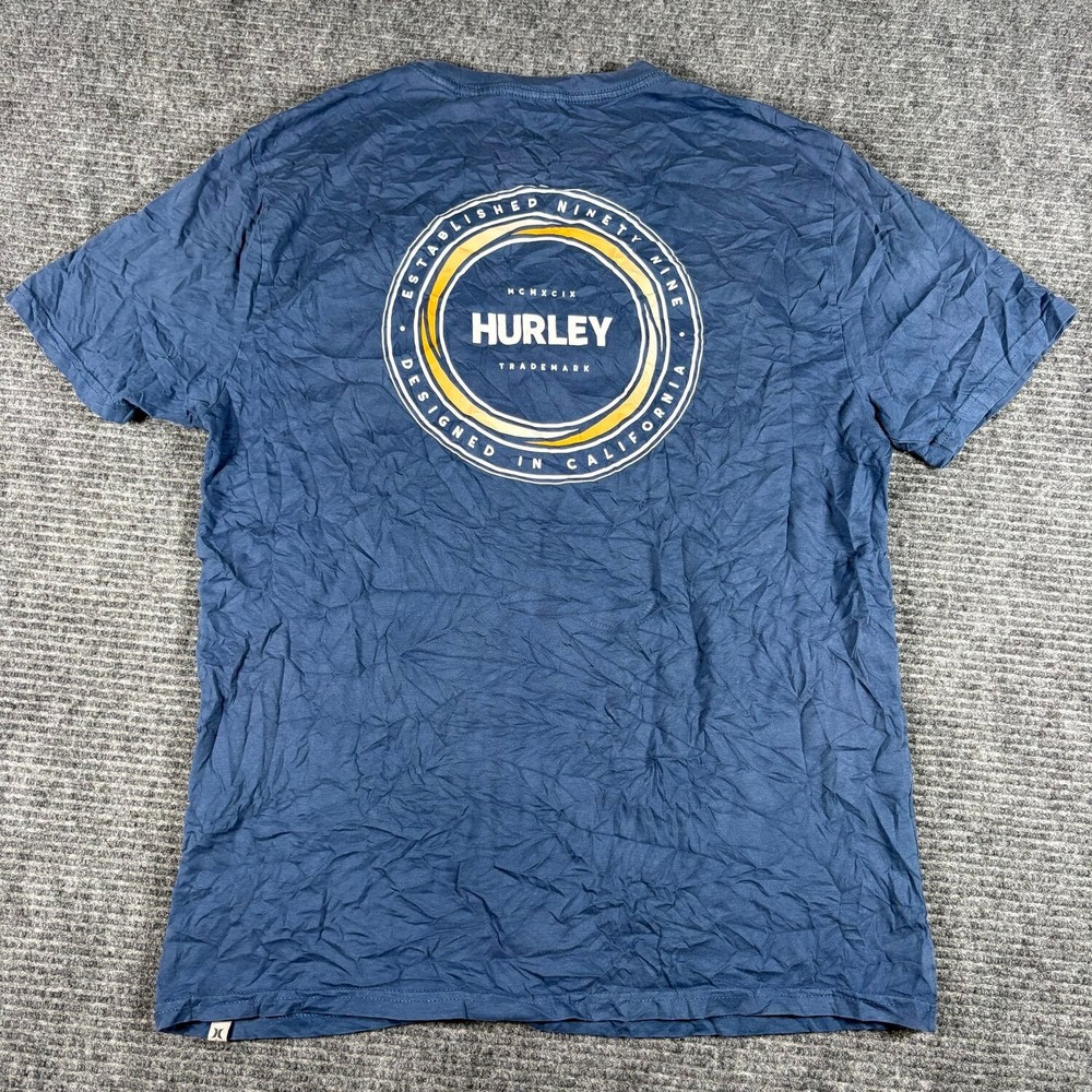 Hurley Graphic T-Shirt Mens Medium Blue Excellent Designed In California Tee